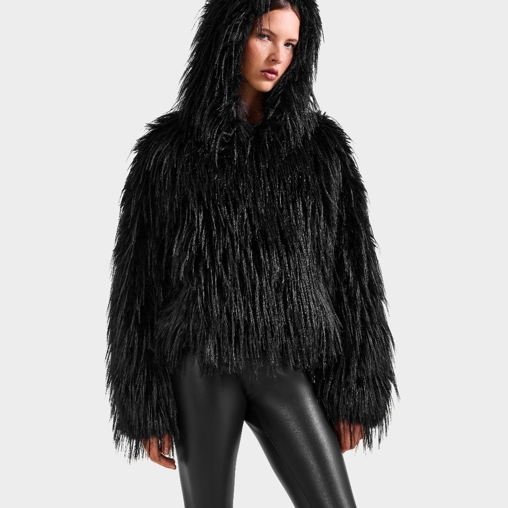 NWT Rudsak Ellison Shaggy Faux Fur Oversize Hoodie